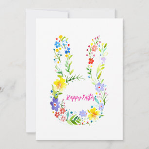 Happy Easter floral rabbit Invitation