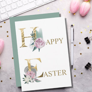 Happy Easter Floral Watercolor Card