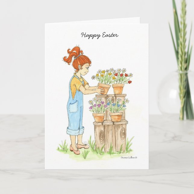 Happy Easter Flowers card (Front)