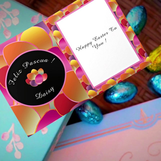 Happy Easter Foil Gradient Spring Colours Pattern Card (Creator Uploaded)
