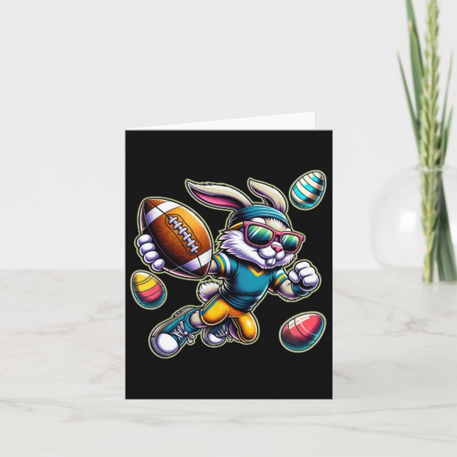 Happy Easter Football Boys Easter Bunny Funny East Card (Front)