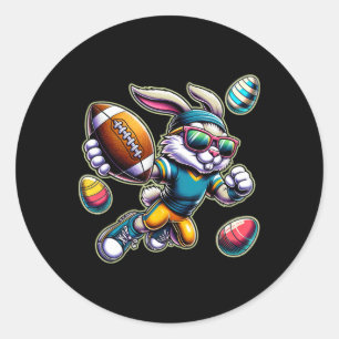 Happy Easter Football Boys Easter Bunny Funny East Classic Round Sticker
