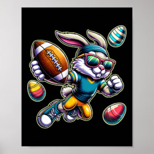 Happy Easter Football Boys Easter Bunny Funny East Poster