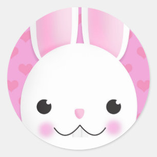 Happy Easter For Anyone Bunny Face With Hearts Ho Classic Round Sticker