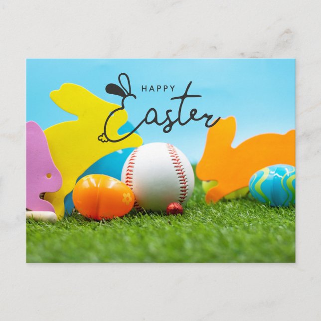 Happy Easter for Baseball Player Holiday Postcard (Front)