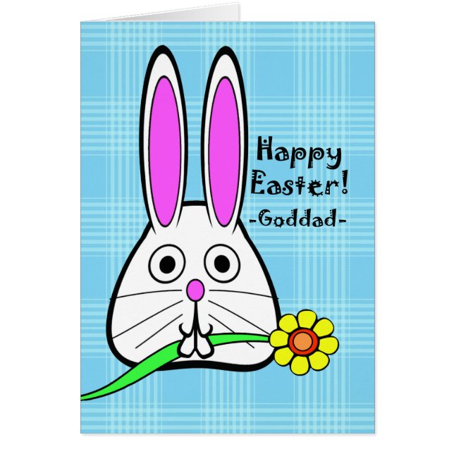 Happy Easter for Goddad, Cute Rabbit with Flower (Front)