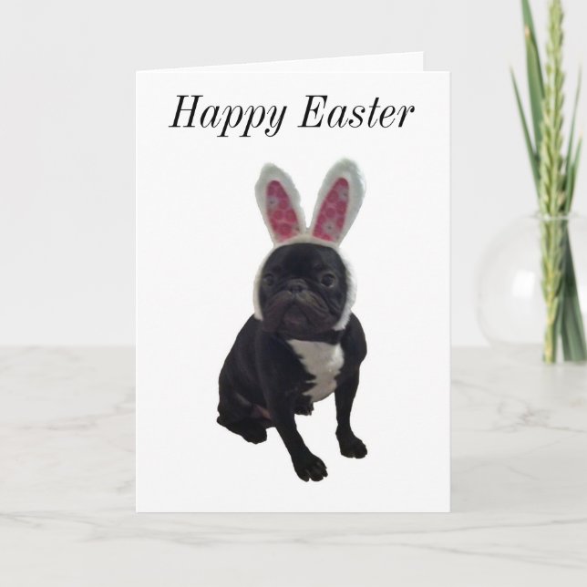 Happy Easter French Bulldog Bunny Card (Front)