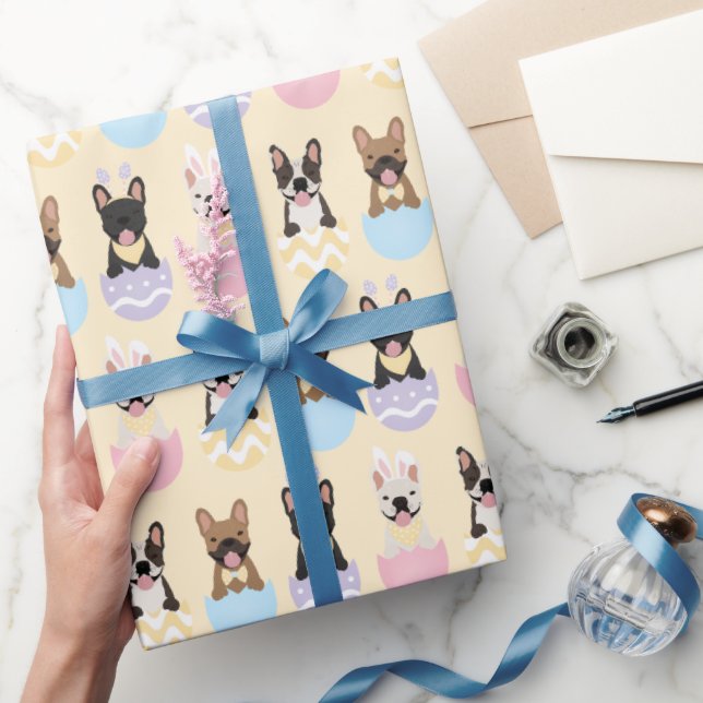 Happy Easter French Bulldog Pattern Wrapping Paper (Gifting)
