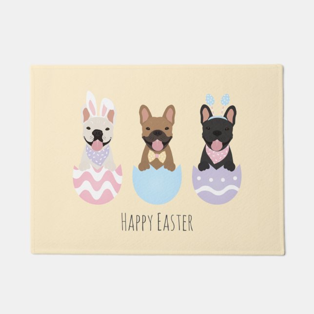 Happy Easter French Bulldogs Doormat (Front)