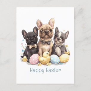 Happy Easter French Bulldogs Holiday Postcard
