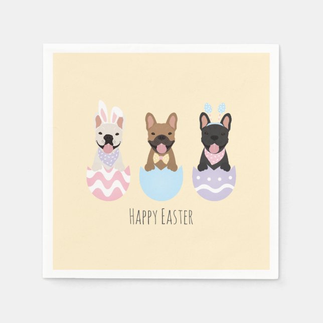 Happy Easter French Bulldogs Napkin (Front)
