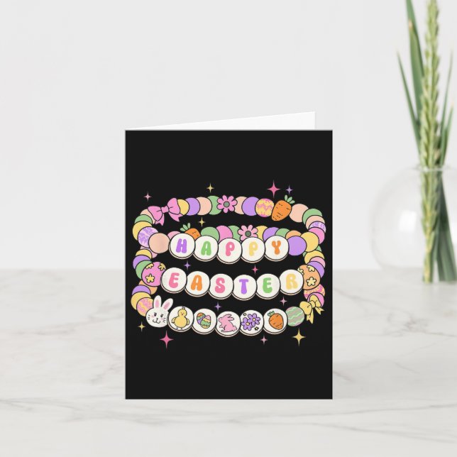 Happy Easter Friendship Bracelet Easter Bunny Egg  Card (Front)