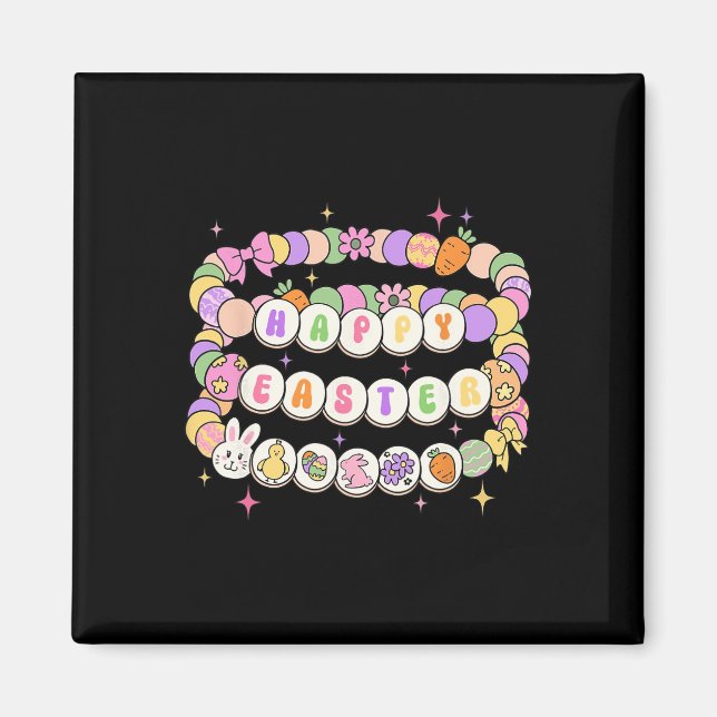 Happy Easter Friendship Bracelet Easter Bunny Egg  Magnet (Front)