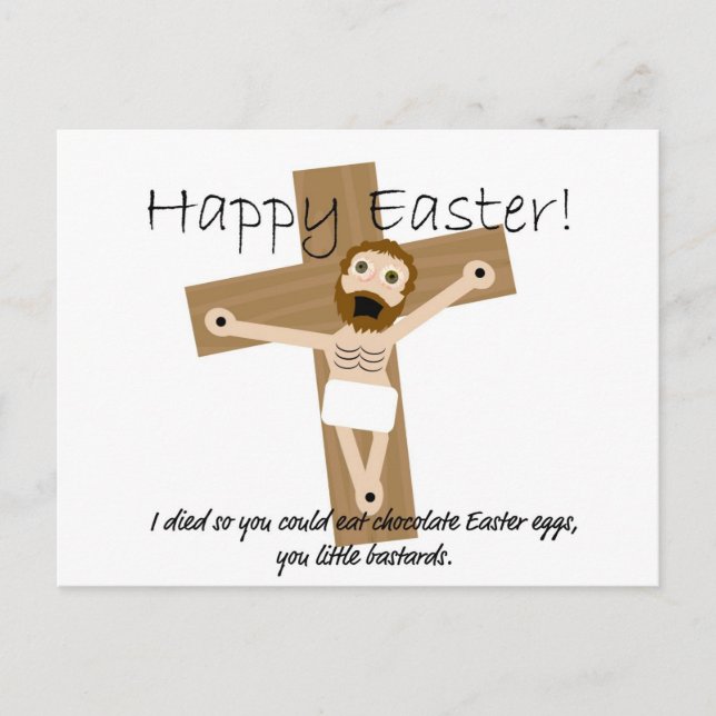 Happy Easter from Angry Jesus Holiday Postcard (Front)