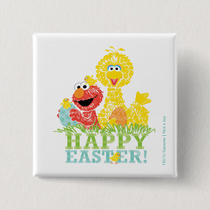 Happy Easter from Elmo & Big Bird 15 Cm Square Badge