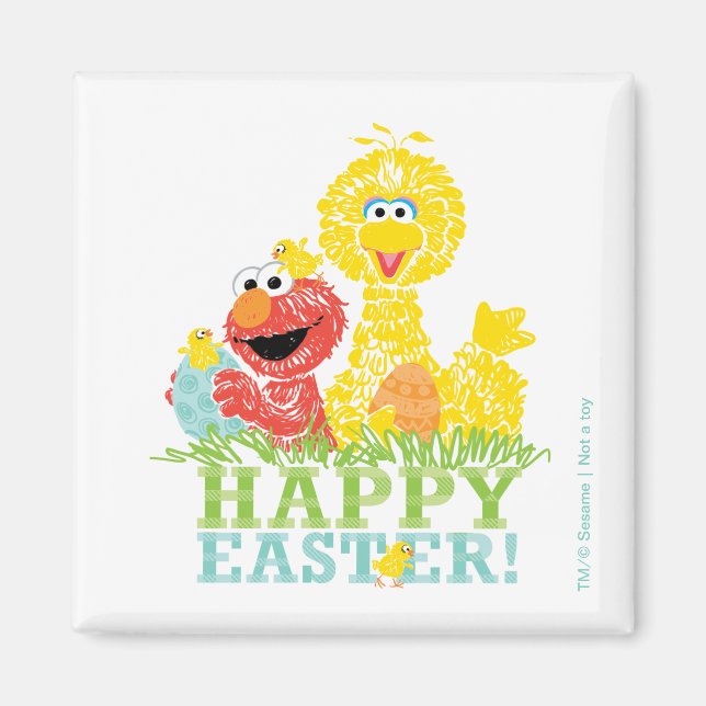 Happy Easter from Elmo & Big Bird Magnet (Front)