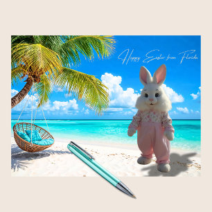 Happy Easter from Florida Beach with Easter Bunny Holiday Card