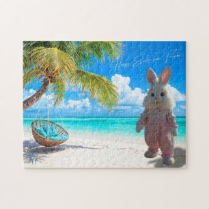 Happy Easter from Florida Beach with Easter Bunny Jigsaw Puzzle