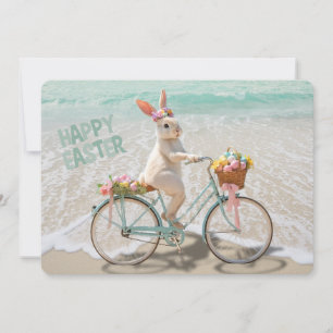 Happy Easter from Florida Bicycle Bunny on Beach Holiday Card