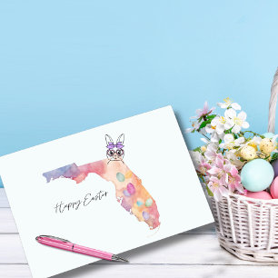 Happy Easter from Florida Pastel Eggs and Bunny Holiday Card