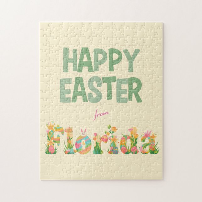 Happy Easter from Florida Pastel Flowers Jigsaw Puzzle (Vertical)
