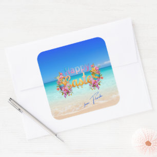 Happy Easter from Florida Tropical Beach Square Sticker