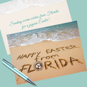 Happy Easter from Florida Written in the Sand Holiday Card