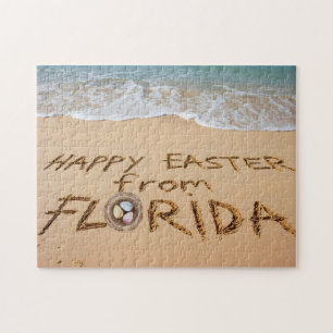 Happy Easter from Florida Written in the Sand Jigsaw Puzzle