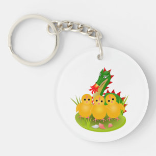 Happy Easter from three chicks and Dragon of Mons Key Ring