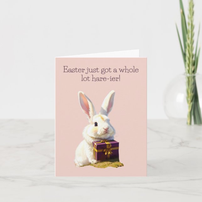 Happy Easter Funny Bunny Rabbit Cute Greeting Card (Front)