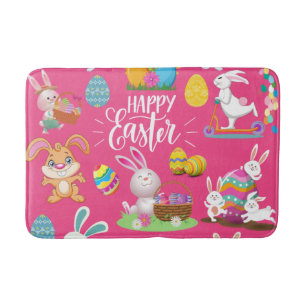 Happy Easter ,Funny Bunny Wishes And Colourful     Bath Mat
