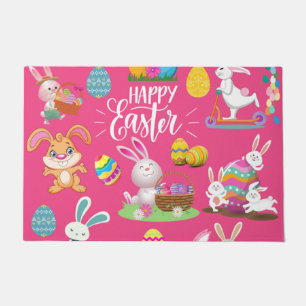 Happy Easter ,Funny Bunny Wishes And Colourful Doormat