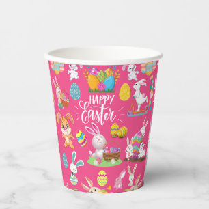 Happy Easter ,Funny Bunny Wishes And Colourful Egg Paper Cups