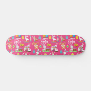 Happy Easter ,Funny Bunny Wishes And Colourful Egg Skateboard