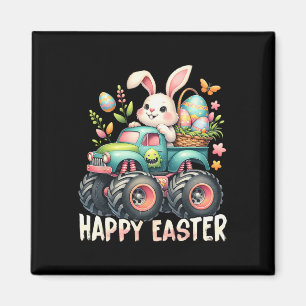 Happy Easter Funny Construction Trucks Kids Bunny  Magnet