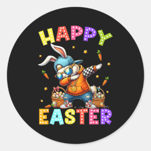 Happy Easter Funny Dabbing Bunny Dab Dance Rabbit Classic Round Sticker