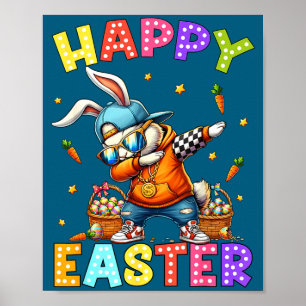 Happy Easter Funny Dabbing Bunny Dab Dance Rabbit Poster