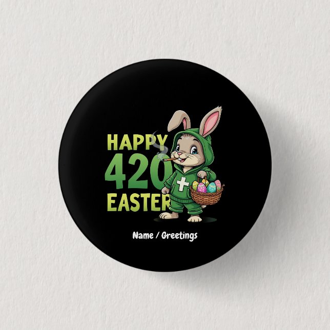  Happy Easter Funny Easter Bunny Design Weed Lover 3 Cm Round Badge (Front)