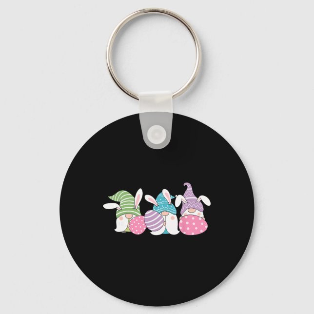 Happy Easter Funny Gnome Bunny Egg Hunting Day  Key Ring (Front)