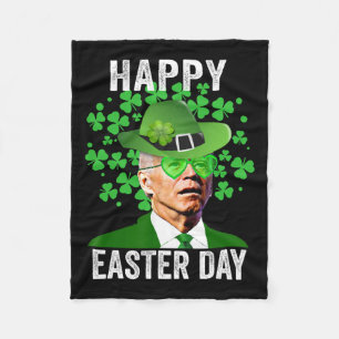 Happy Easter Funny Joe Biden Heart Gles St Patrick Fleece Blanket