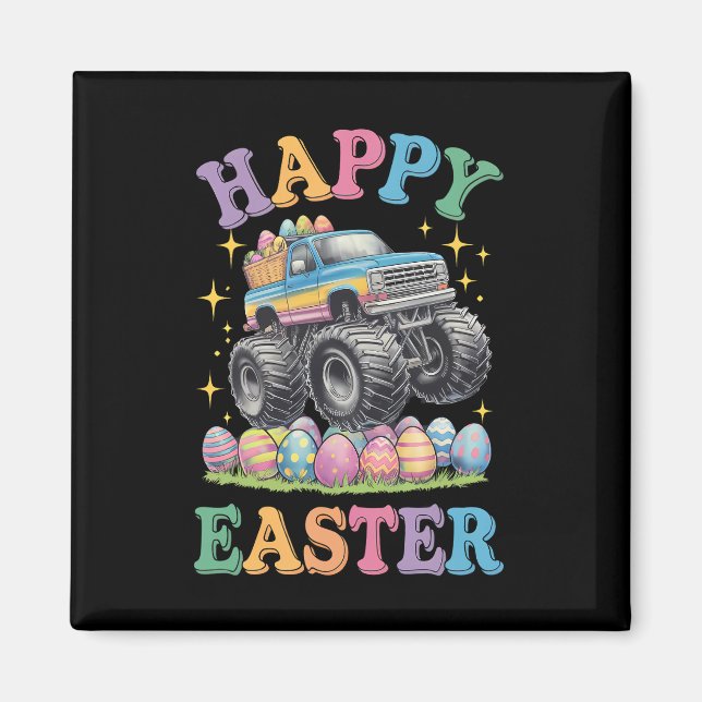 Happy Easter Funny Monster Truck Crush Eggs Magnet (Front)