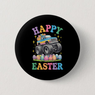 Happy Easter Funny Monster Truck Crush Eggs Toddle 6 Cm Round Badge