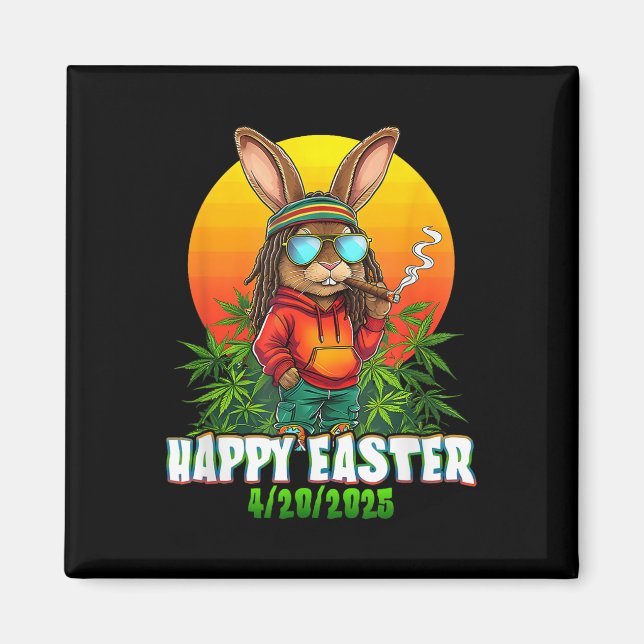Happy Easter Funny Smoking Easter Bunny Funny Rabb Magnet (Front)