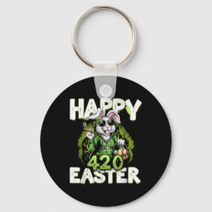 Happy Easter Funny Smoking Easter Bunny Men Women  Key Ring