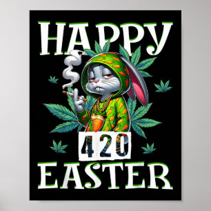 Happy Easter Funny Smoking Easter Bunny Men Women  Poster