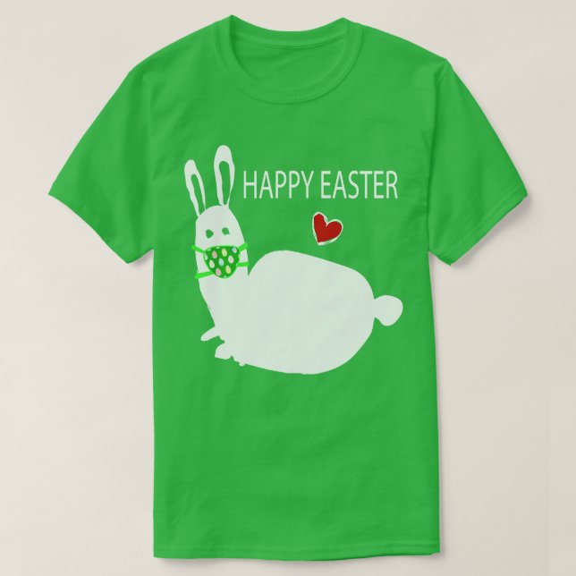 Happy Easter Funny White Rabbit Bunny  T-Shirt (Design Front)