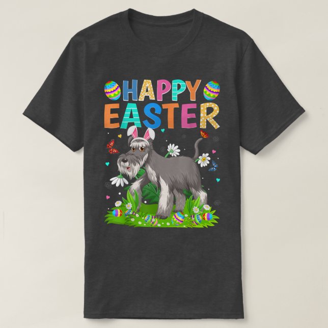 Happy Easter Funny Wire Fox Terrier Dog Easter Sun T-Shirt (Design Front)
