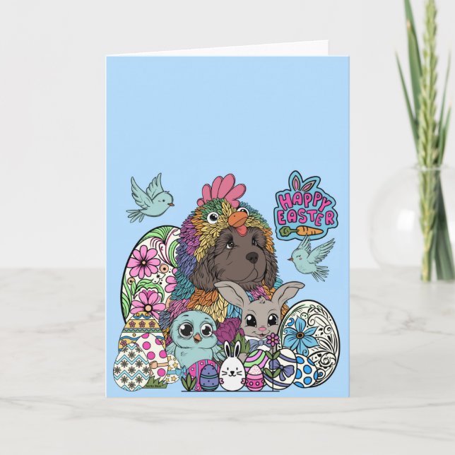 Happy Easter Fuzzy & Feather Friends Card (Front)