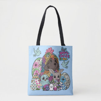 Happy Easter Fuzzy & Feather Friends Tote Bag