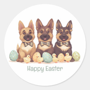 Happy Easter German Shepherd Dogs Classic Round Sticker